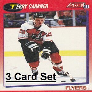 Terry Carkner Philadelphia Flyers NHL Hockey Card Collection - 3 Card Set